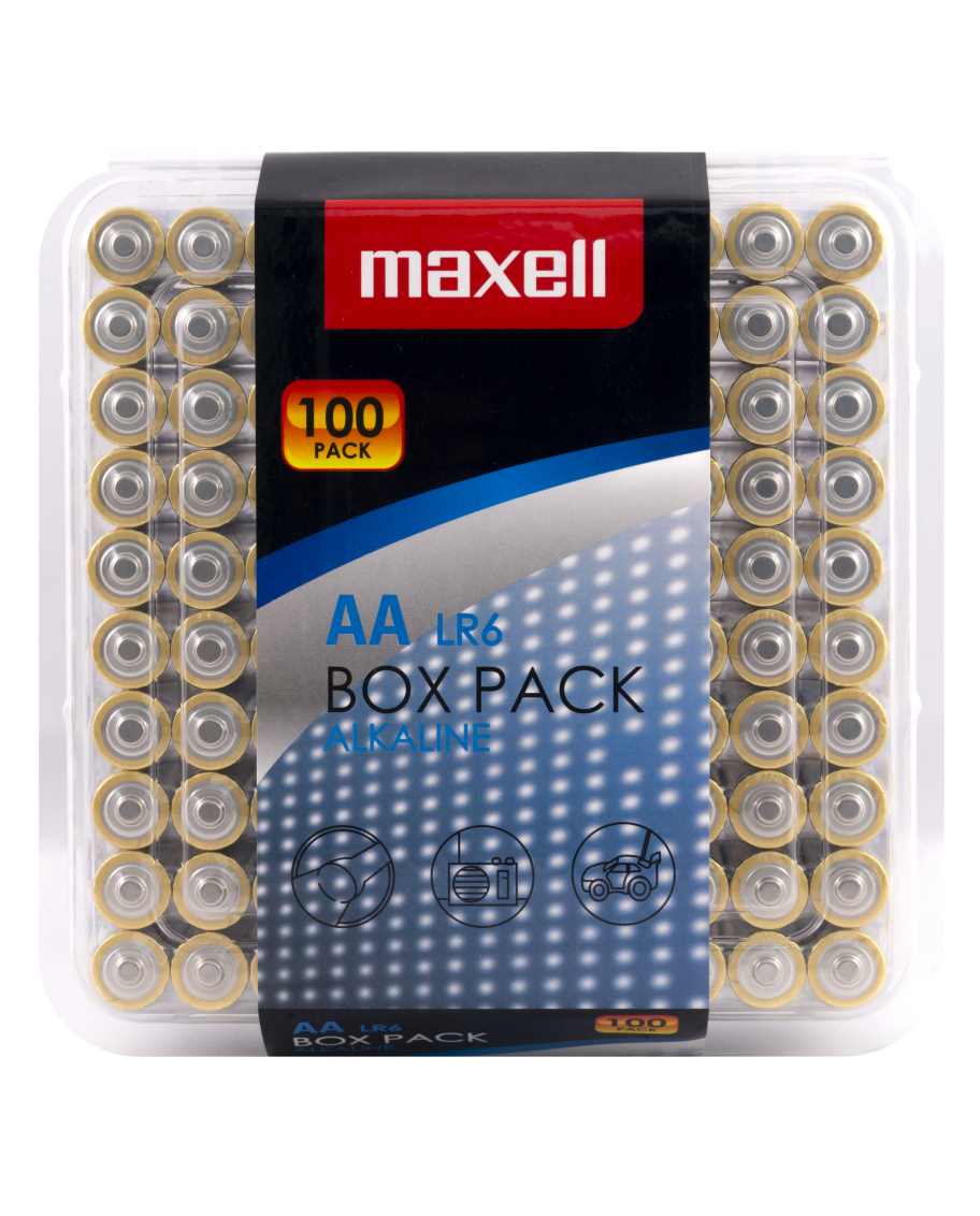 MAXELL - ALKALINE BATTERY AA LR6 PACK*100 BATTERIES