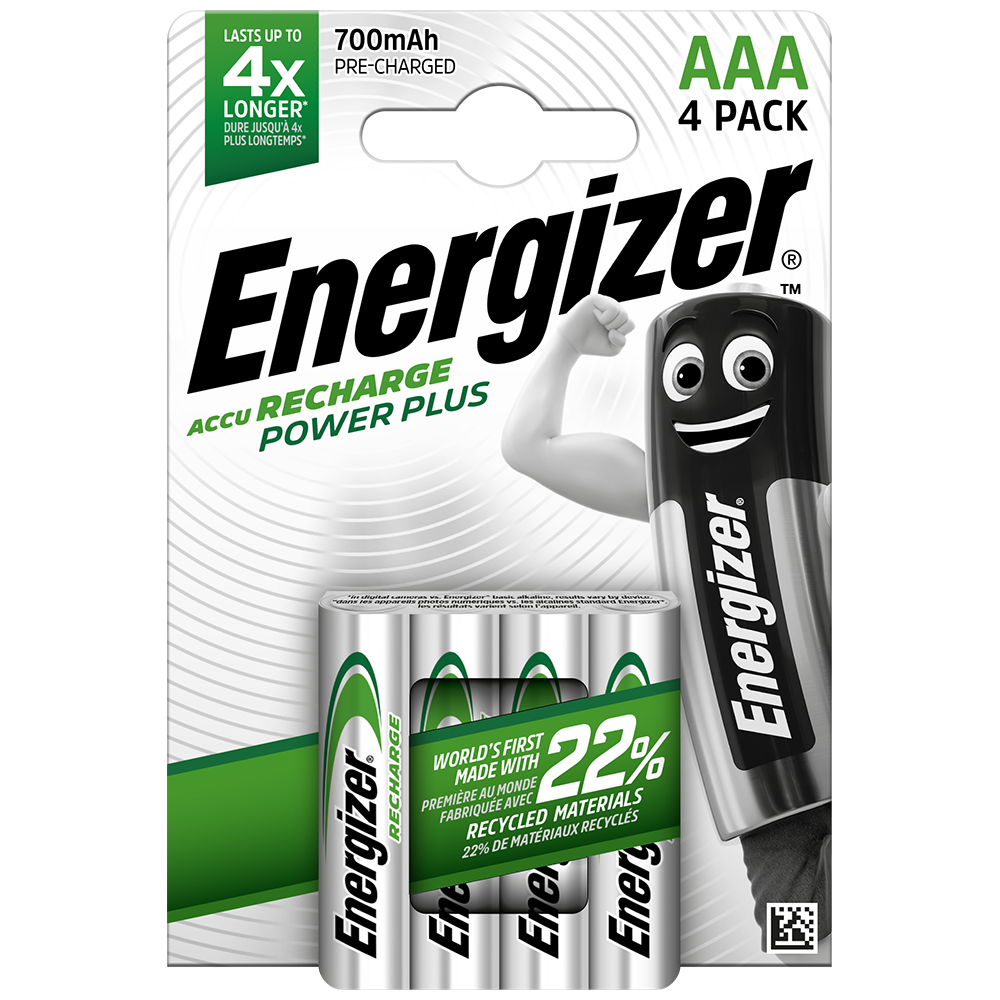 ENERGIZER - RECHARGEABLE BATTERIES AAA4 BLISTER 4