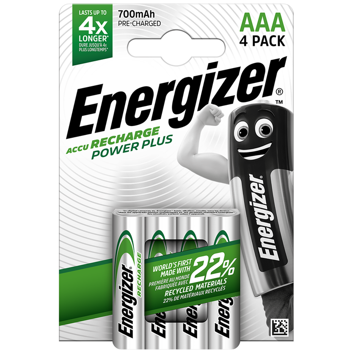 ENERGIZER - RECHARGEABLE BATTERIES AAA4 BLISTER 4
