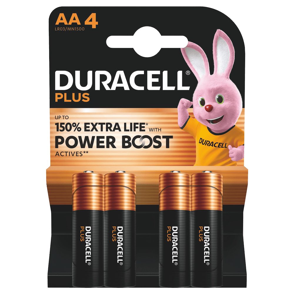 DURACELL - PLUS POWER 100 ALKALINE BATTERY AA LR6 16 UNIT