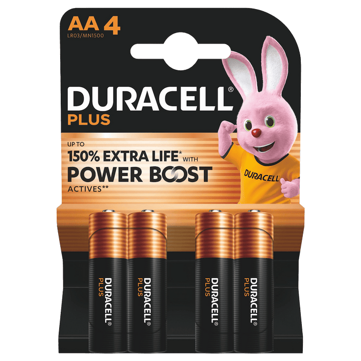 DURACELL - PLUS POWER 100 ALKALINE BATTERY AA LR6 8 UNIT