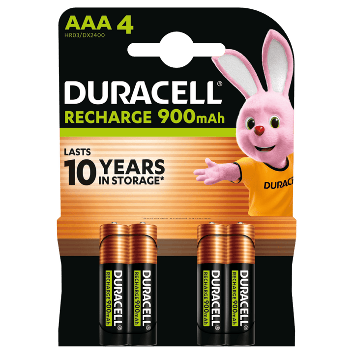 DURACELL - RECHARGEABLE BATTERY HR03 AAA 900mAh 4 UNIT