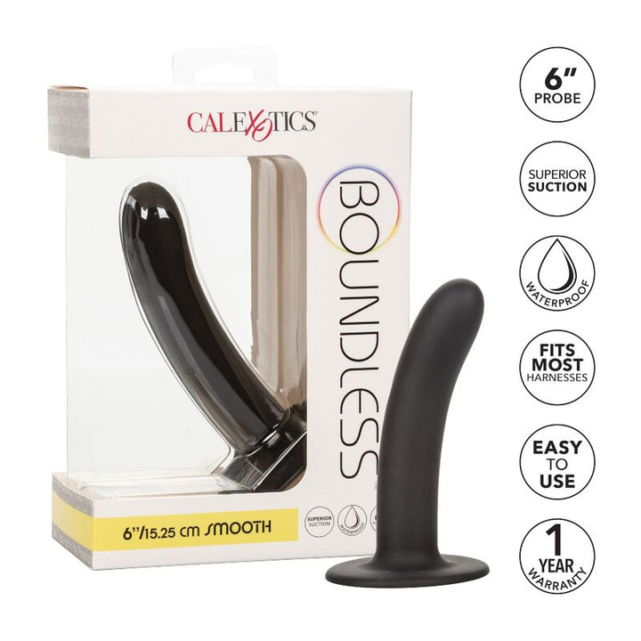 Calexotics Boundless Dildo 15.25 CM Harness Compatible — Black, Silicone
