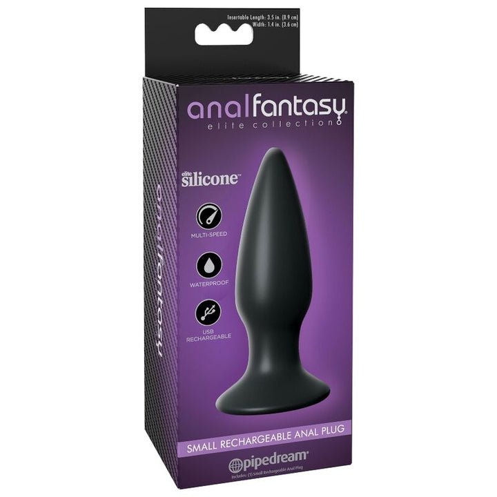 Small Rechargeable Anal Plug — Black silicone