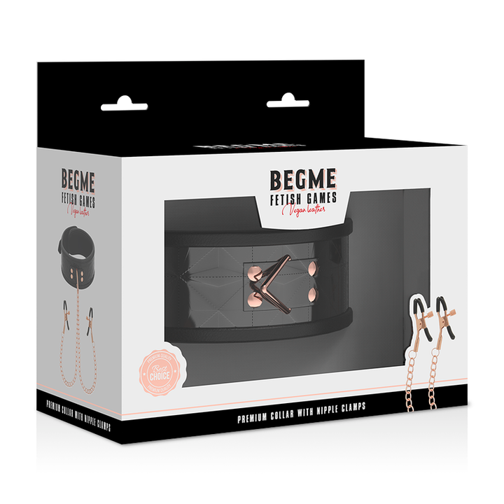 Begme Black Edition - Collar With Nipple Clamps With Neoprene