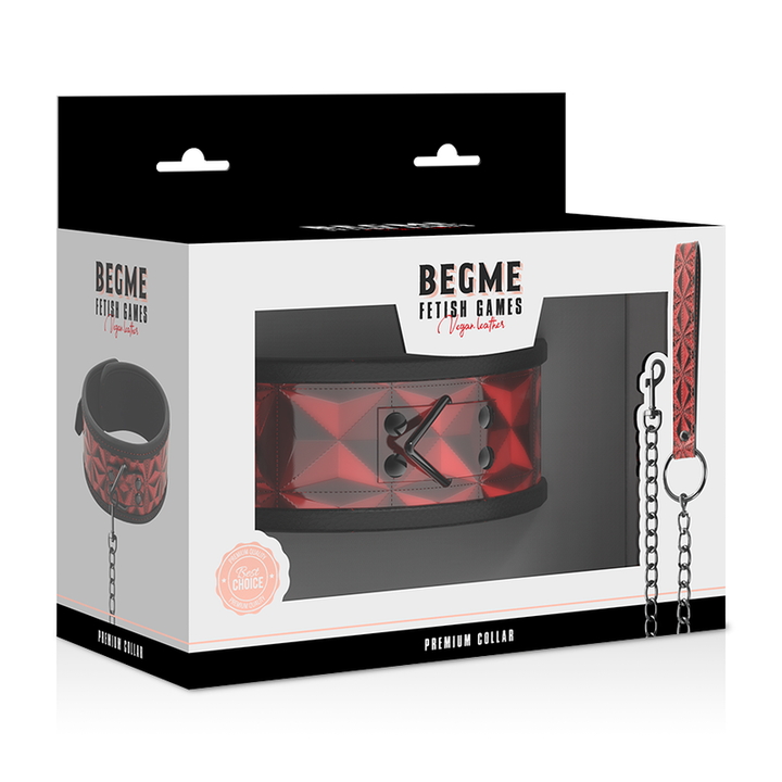 Begme Red Edition - Premium Vegan Leather Collar With Neoprene