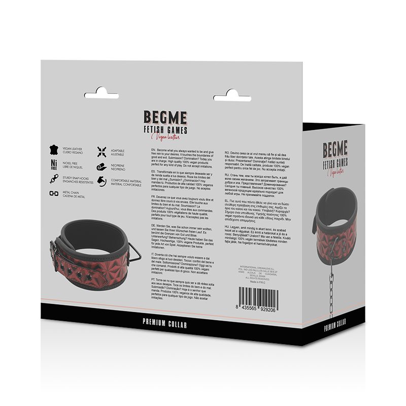 Begme Red Edition - Premium Vegan Leather Collar With Neoprene