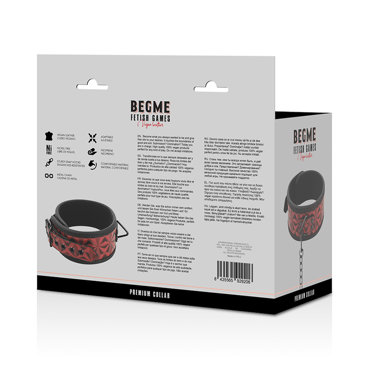 Begme Red Edition - Premium Vegan Leather Collar With Neoprene