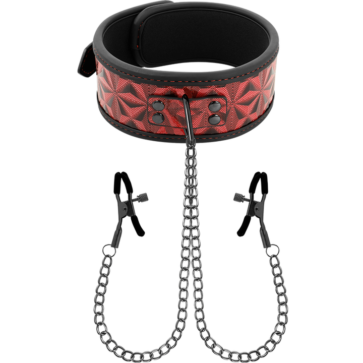 Begme Red Edition - Collar With Nipple Clamps With Neoprene