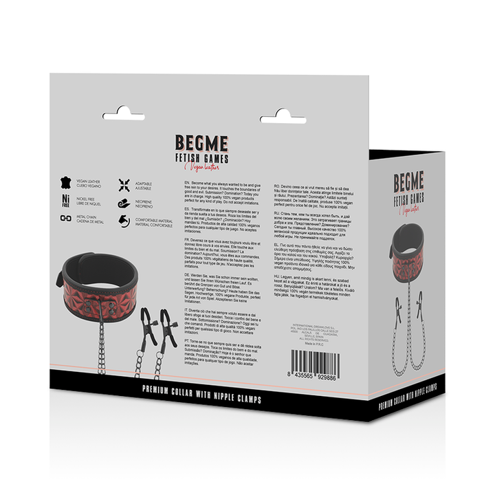Begme Red Edition - Collar With Nipple Clamps With Neoprene