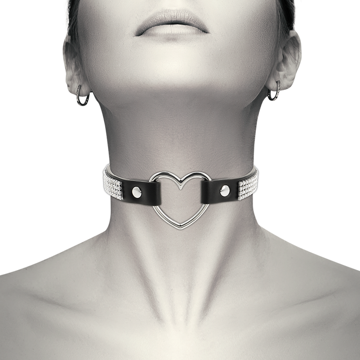 Coquette Chic - Desire Vegan Leather Choker With Heart