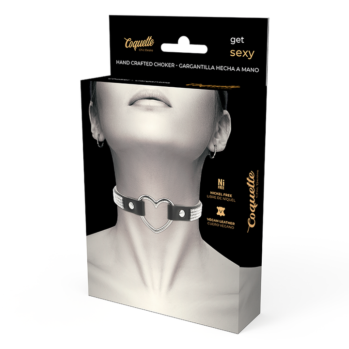 Coquette Chic - Desire Vegan Leather Choker With Heart