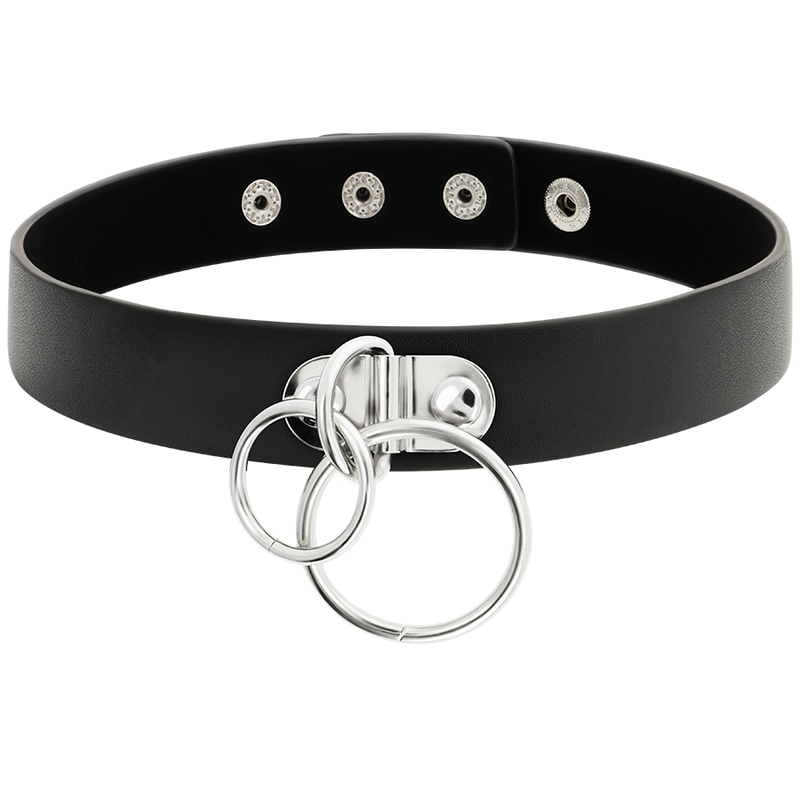 Coquette Chic - Desire Double Ring Vegan Leather Choker