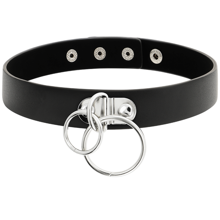 Coquette Chic - Desire Double Ring Vegan Leather Choker