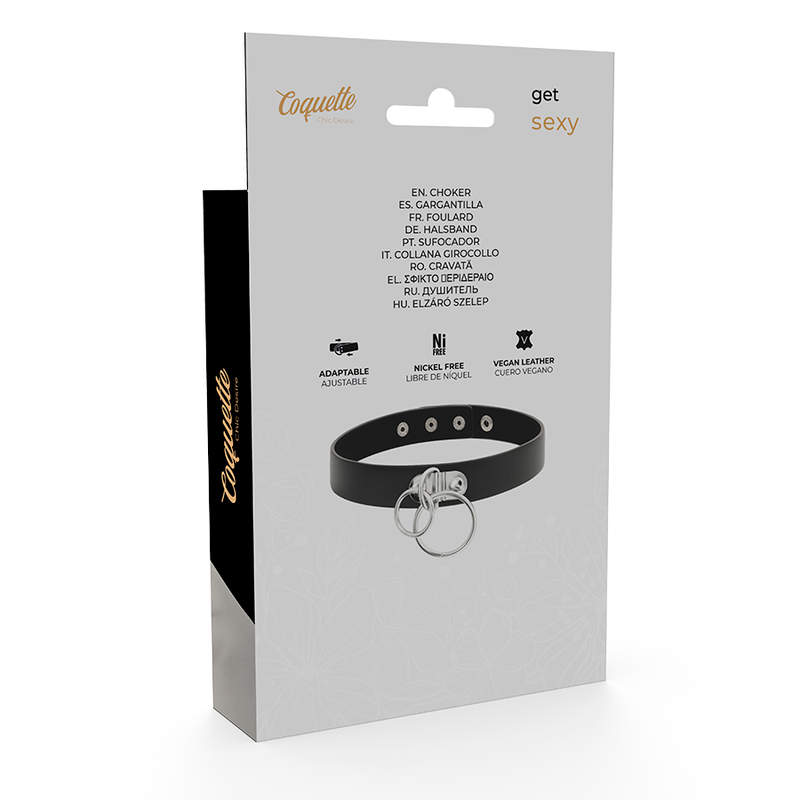Coquette Chic - Desire Double Ring Vegan Leather Choker
