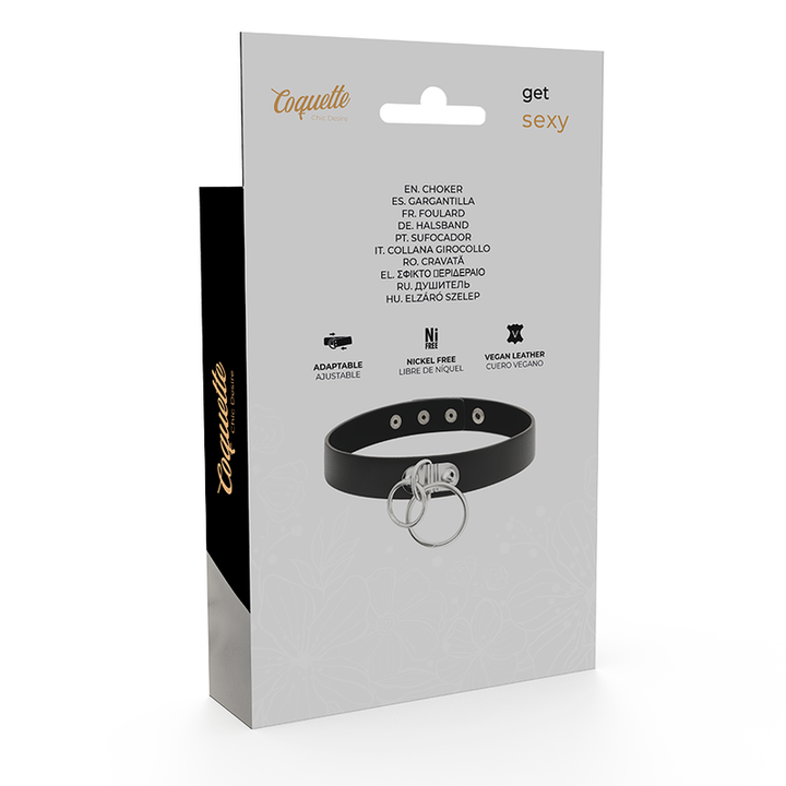 Coquette Chic - Desire Double Ring Vegan Leather Choker