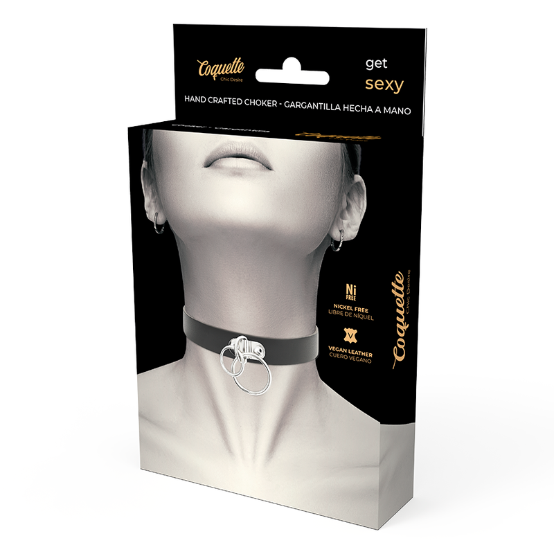 Coquette Chic - Desire Double Ring Vegan Leather Choker