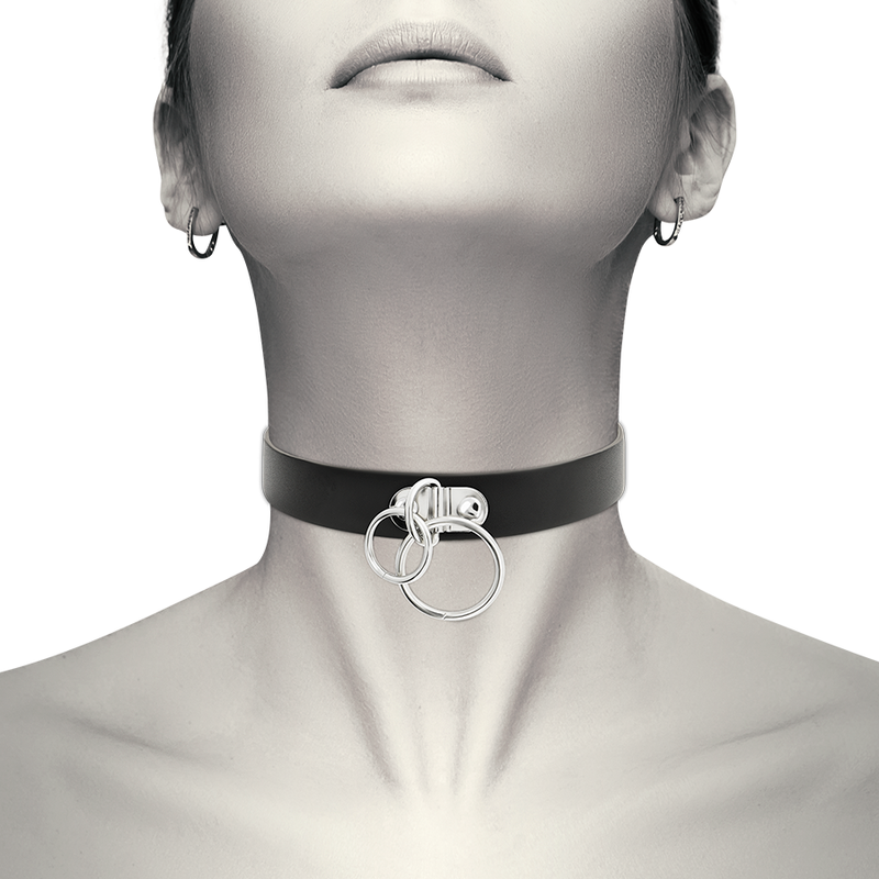 Coquette Chic - Desire Double Ring Vegan Leather Choker