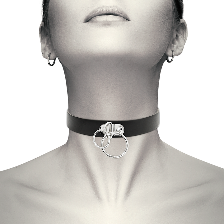 Coquette Chic - Desire Double Ring Vegan Leather Choker