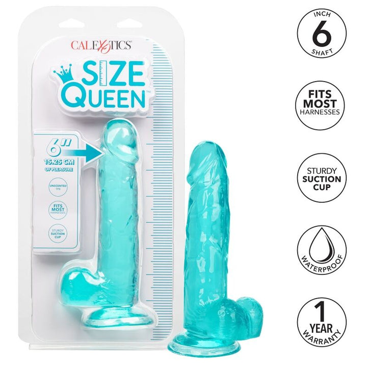 Calexotics Size Queen Dildo Blue 15.3 CM — Blue, TPR