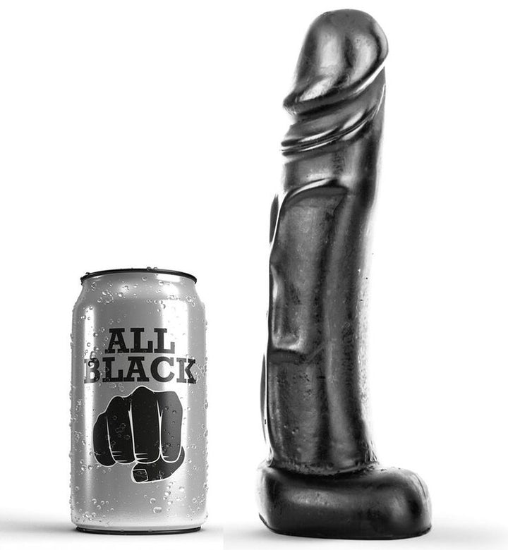 All Black Dildo 22 CM — Black PVC