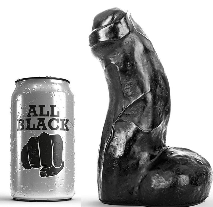 All Black Realistic Dong Black 17 CM — Black Silicone
