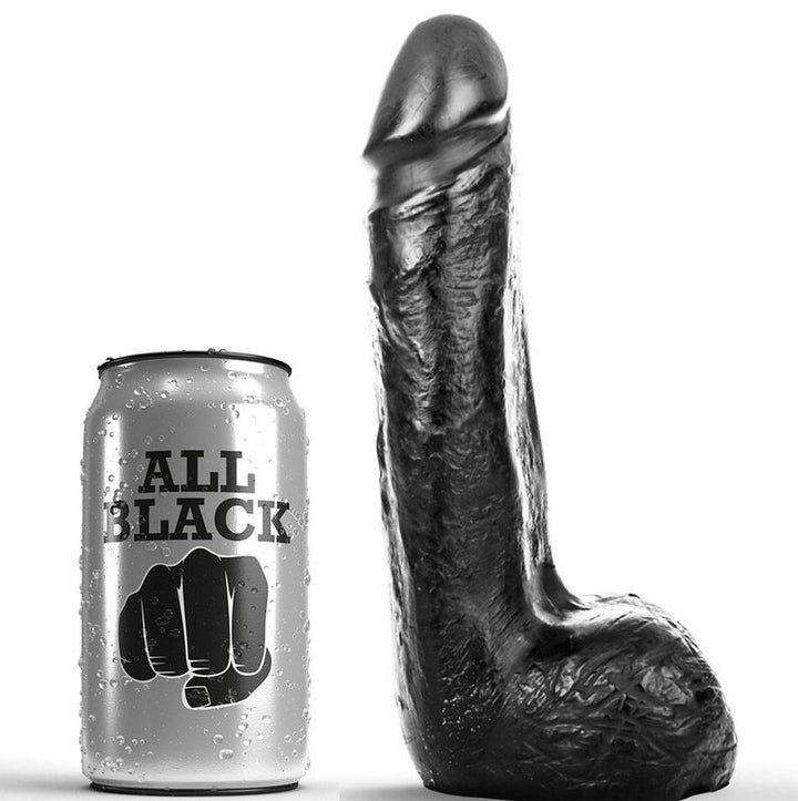 All Black Soft Black Realistic Dildo 20 CM — Black TPR
