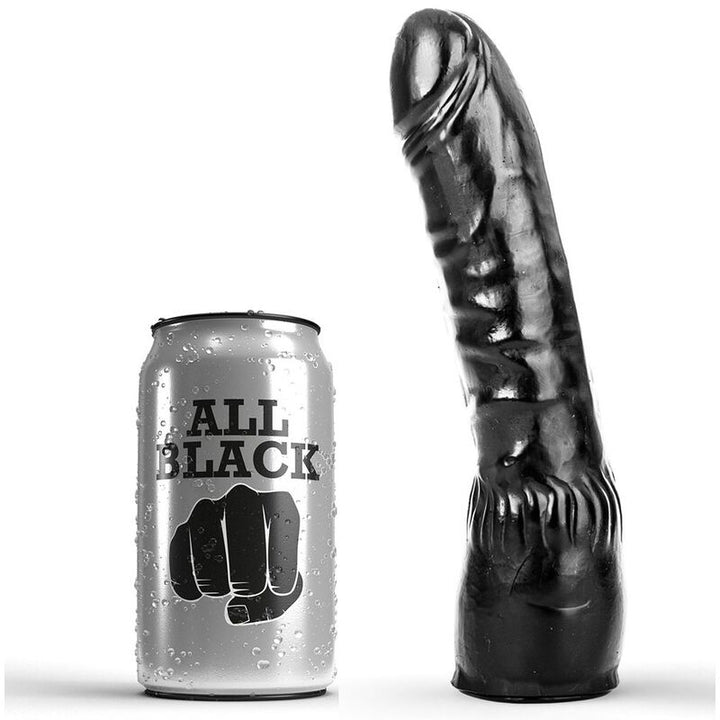 All Black Dildo Black Realistic 20 CM — Black PVC
