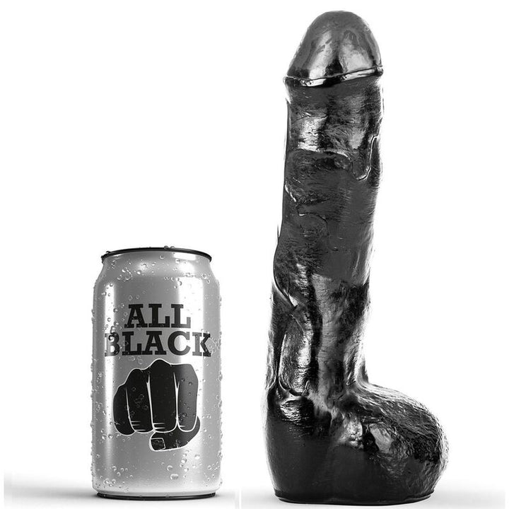 All Black Pene Realistic Anal 20 CM — Black PVC