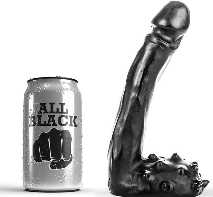 All Black Dildo Realistic 19 CM — Black PVC