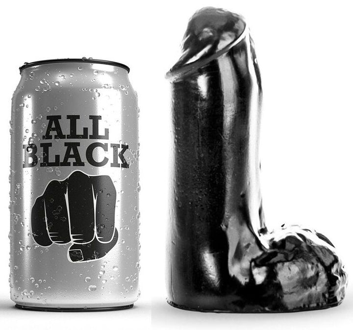 All Black Dildo Realistic 13 CM — Black PVC