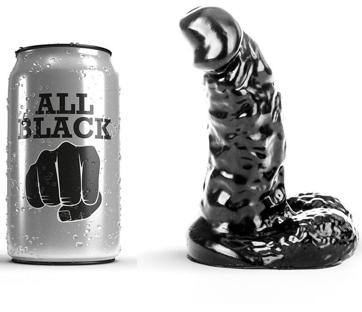 All Black Dildo 13 CM — Black PVC