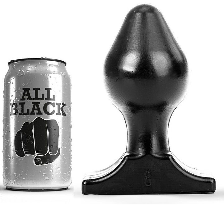 All Black Anal Plug 16x8 CM — Black PVC