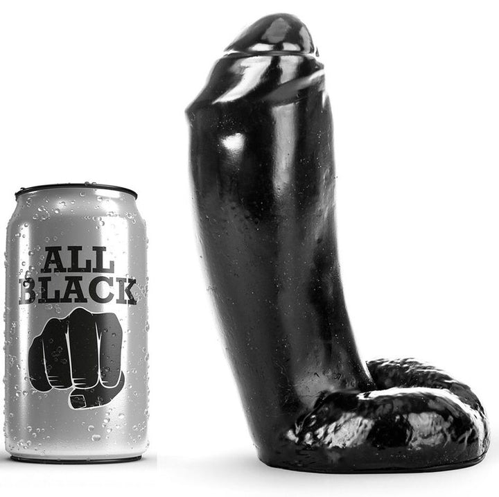 All Black Dildo Realistic 18 CM — Black PVC