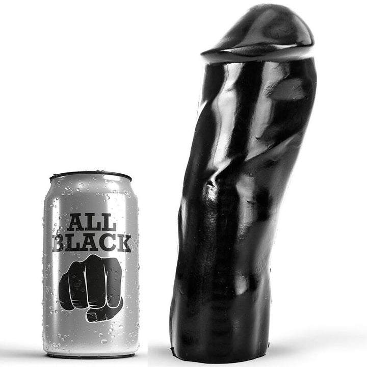 All Black Dildo Realistic 20 CM — Black PVC