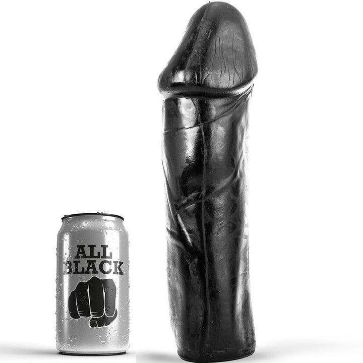 All Black Dong 28 CM Without Testicles — Black PVC