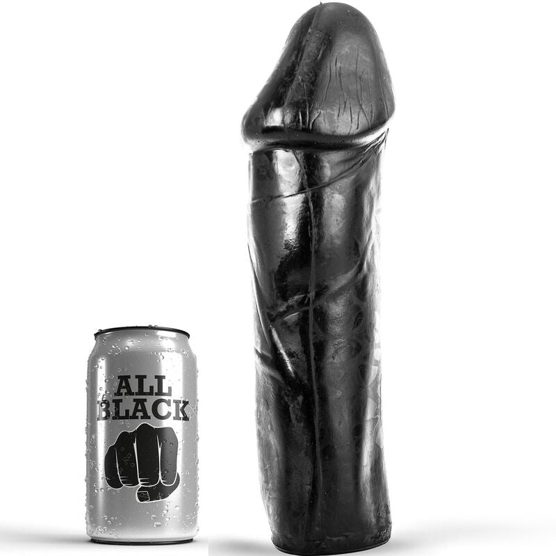 All Black 28 cm solid PVC dildo without testicles