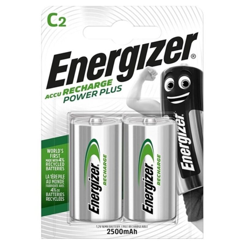 Energizer Power Plus wiederaufladbare C HR14 Akkus, 2500mAh, 2er-Pack