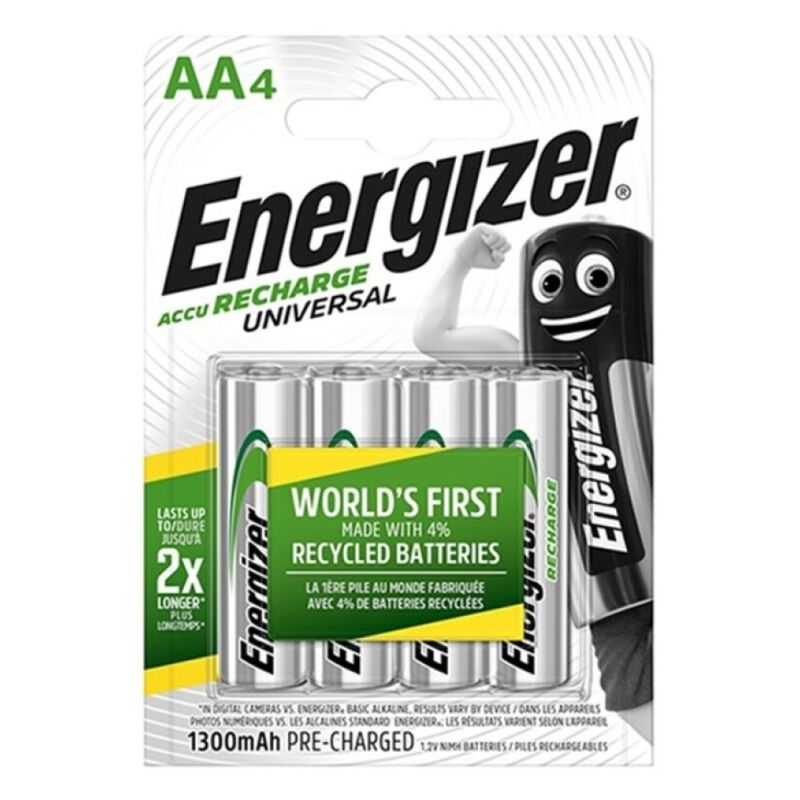 Energizer Universal wiederaufladbare AA-Batterien HR6, 1300 mAh, 4er-Pack