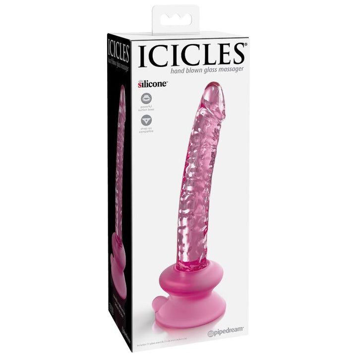 Icicles N. 86 Glass Dildo With Suction Cup — Pink glass