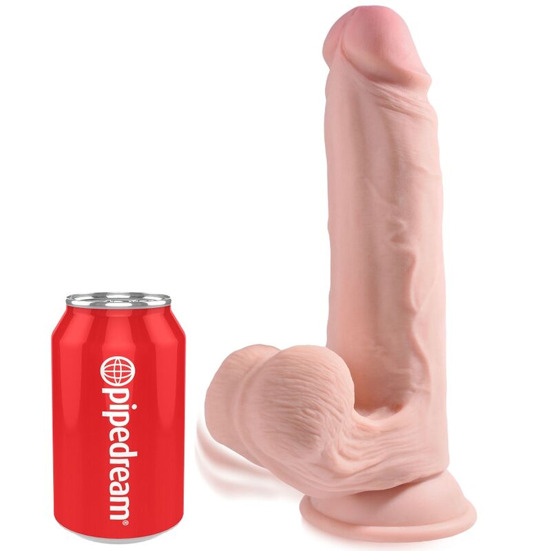 King Cock Plus 3d Dildo Swinging Balls 20.3 CM — Skin / TPE