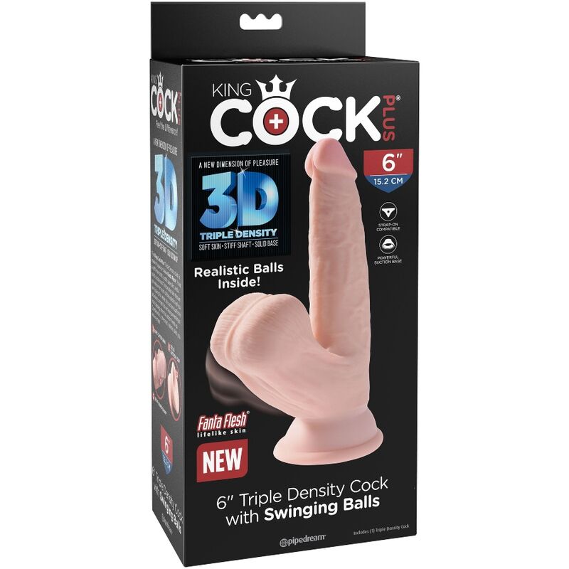 King Cock Plus 3d Dildo Swinging Balls 12.7 CM — Skin / TPE