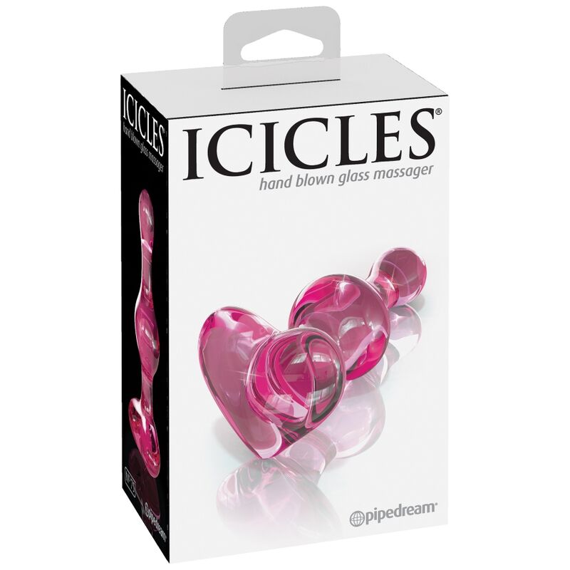 Icicles N. 75 Glass Dildo — Pink/Clear glass