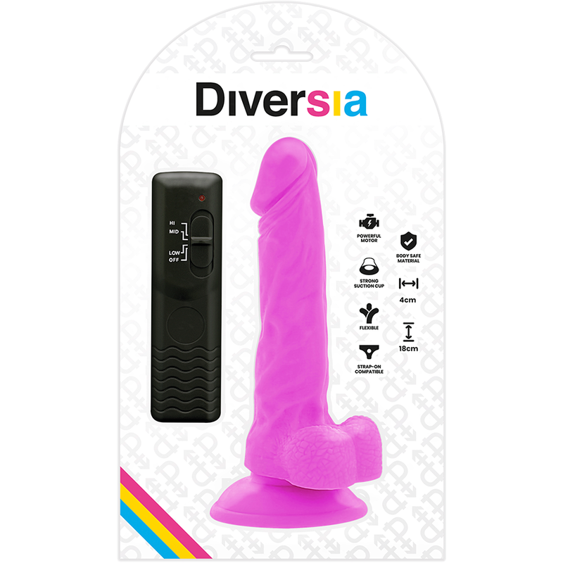 Diversia Flexible Vibrating Dildo Purple 18 CM -O- 4 CM — Purple/TPE
