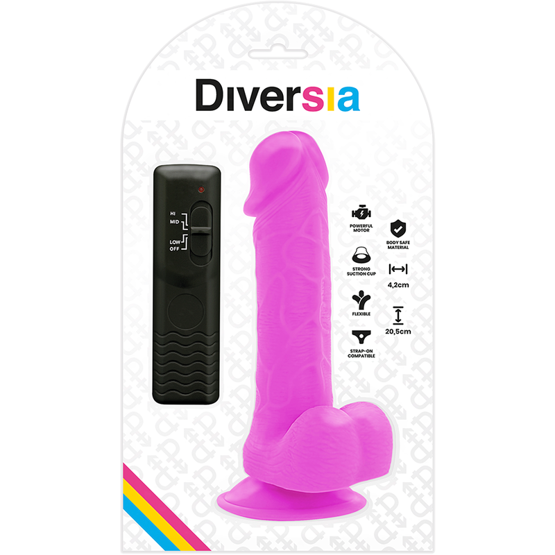 Diversia Flexible Vibrating Dildo Purple 20.5 CM -O- 4.2 CM — Purple/TPE
