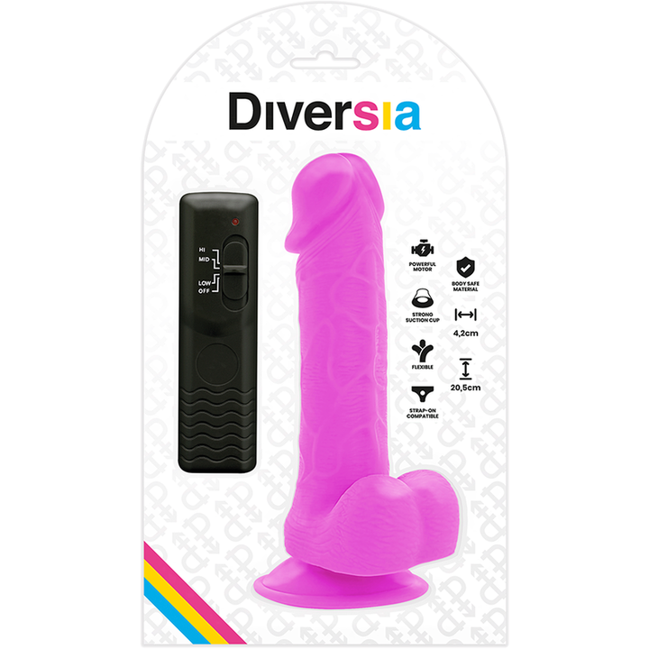 Diversia Flexible Vibrating Dildo Purple 20.5 CM -O- 4.2 CM — Purple/TPE