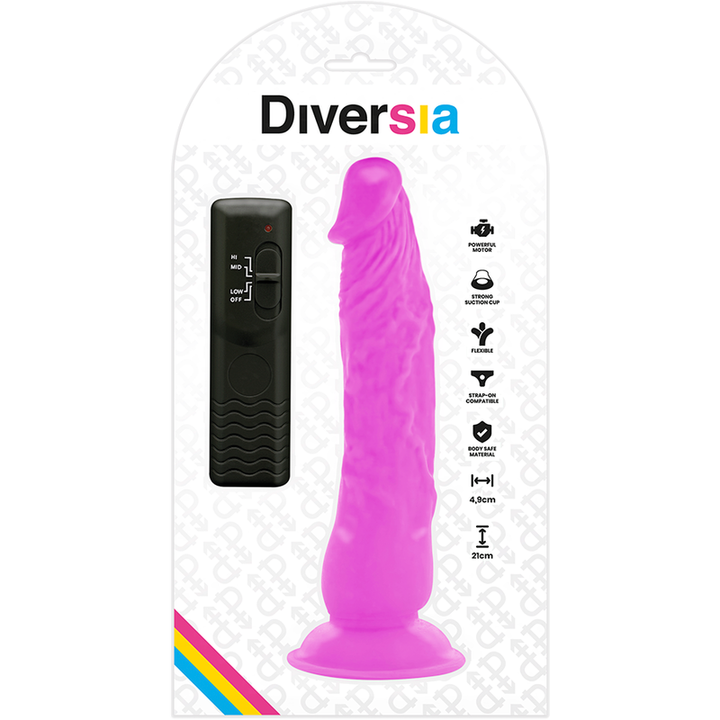 Diversia Flexible Vibrating Dildo Purple 21 CM -O- 4.9 CM — Purple/TPE