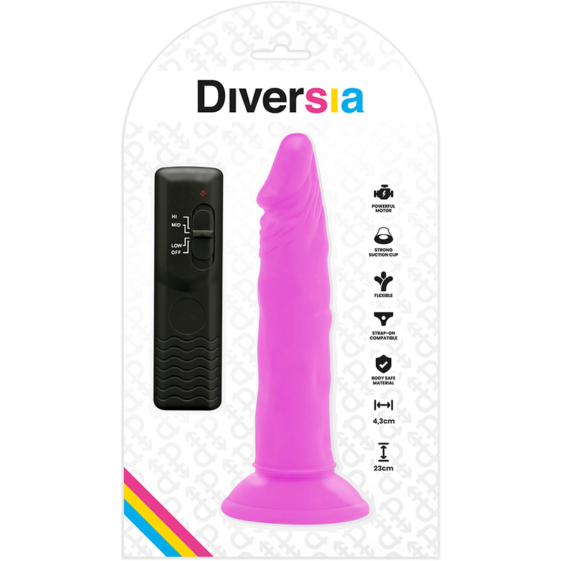 Diversia Flexible Vibrating Dildo Purple 23 CM -O- 4.3 CM — Purple/TPE