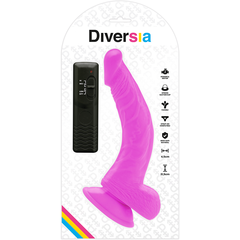 Diversia Flexible Vibrating Dildo Purple 21.5 CM -O- 4.5 CM — Purple/TPE