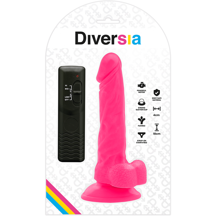 Diversia Flexible Vibrating Dildo Pink 18 CM -O- 4 CM — Pink/TPE